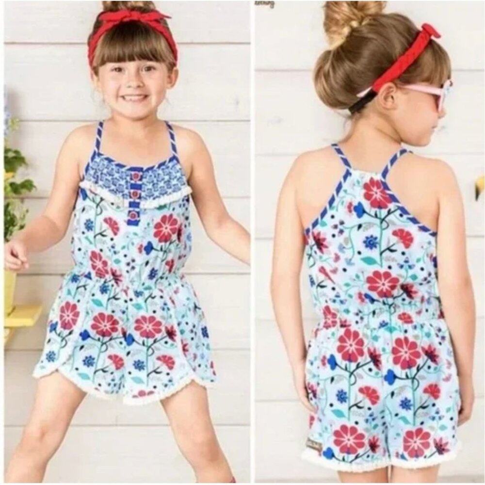 Matilda Jane Tug Of War Romper Floral Toddler Girls Size 2 Clean smoke free home